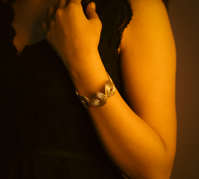 Luna Coil Adjustable Brass Cuff
