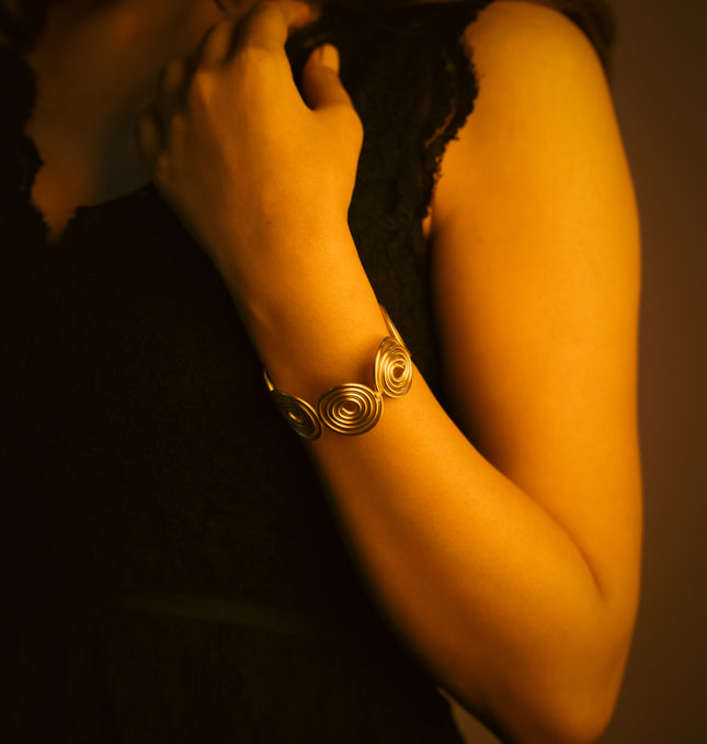 Luna Coil Adjustable Brass Cuff