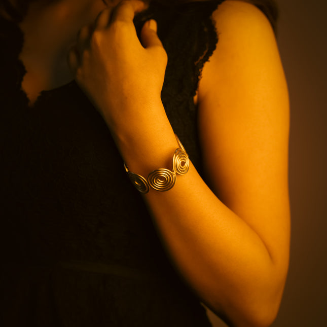 Luna Coil Adjustable Brass Cuff