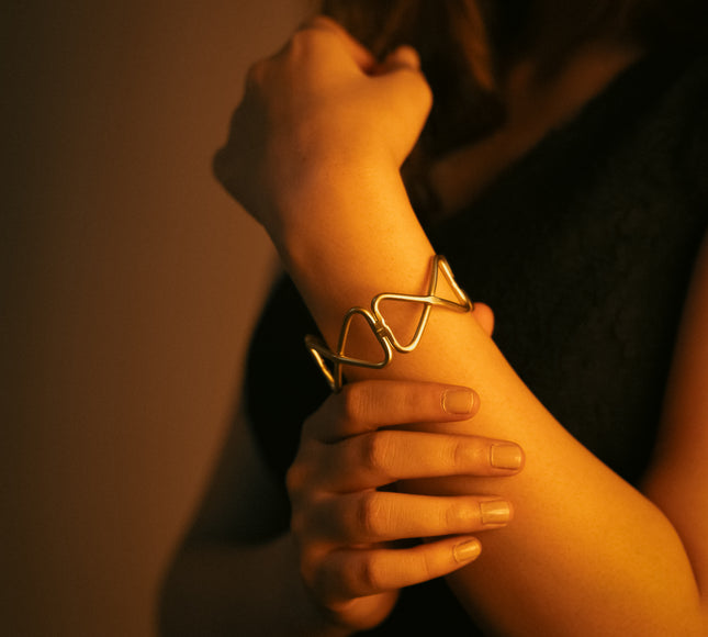 Geometric Adjustable Brass Cuff