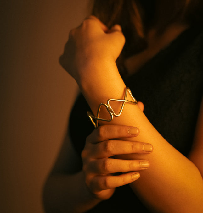 Geometric Adjustable Brass Cuff