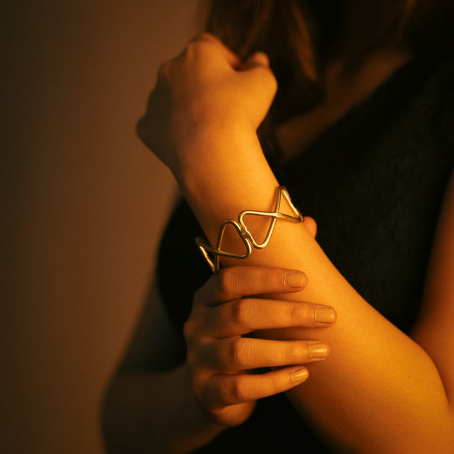 Geometric Adjustable Brass Cuff