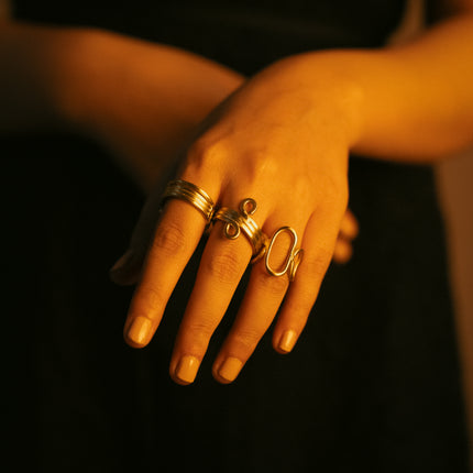 Swirl Loop Adjustable Brass Rings-Set of 3