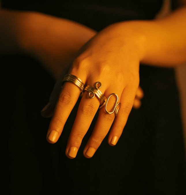 Swirl Loop Adjustable Brass Rings-Set of 3