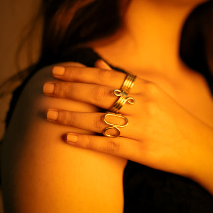 Swirl Loop Adjustable Brass Rings-Set of 3