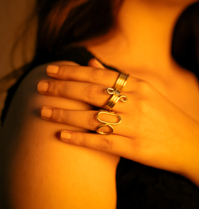 Swirl Loop Adjustable Brass Rings-Set of 3