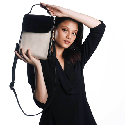 Classic Black Canvas PU Shoulder Bag - HASHTACK