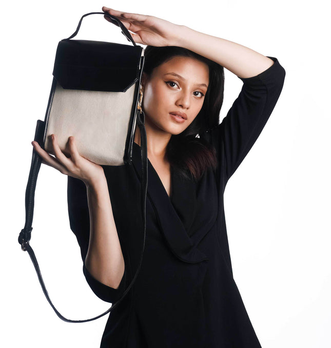 Classic Black Canvas PU Shoulder Bag - HASHTACK