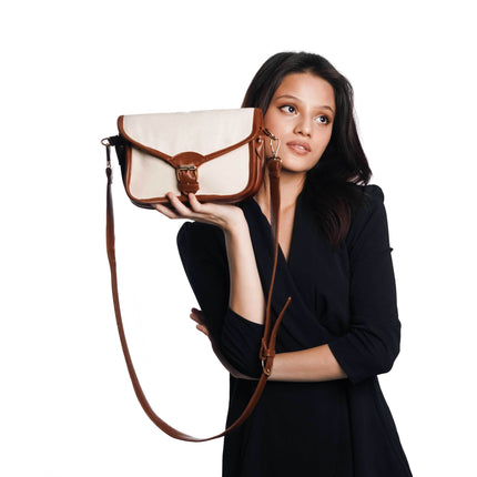 Timeless Brown Canvas PU Shoulder Bag - HASHTACK