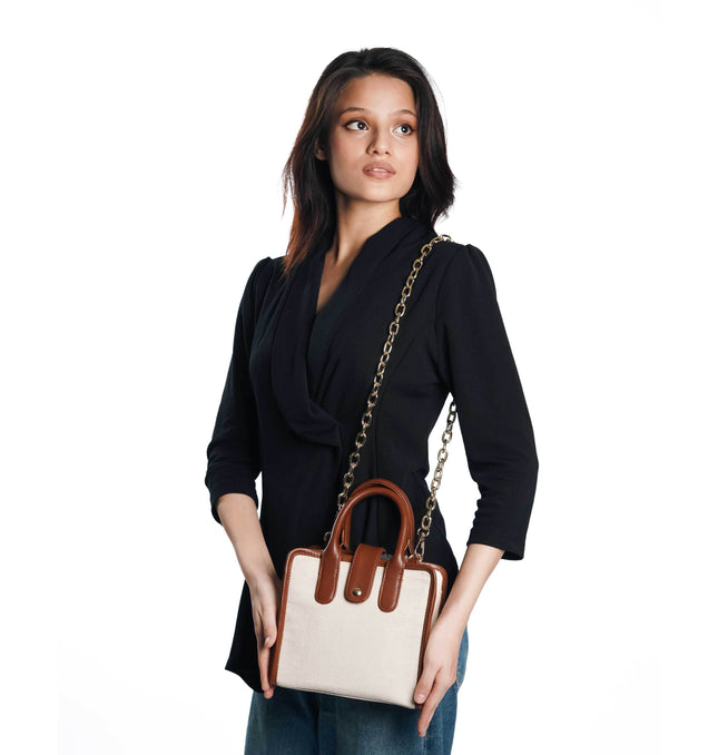 Street Smart Brown Canvas PU Shoulder Bag - HASHTACK