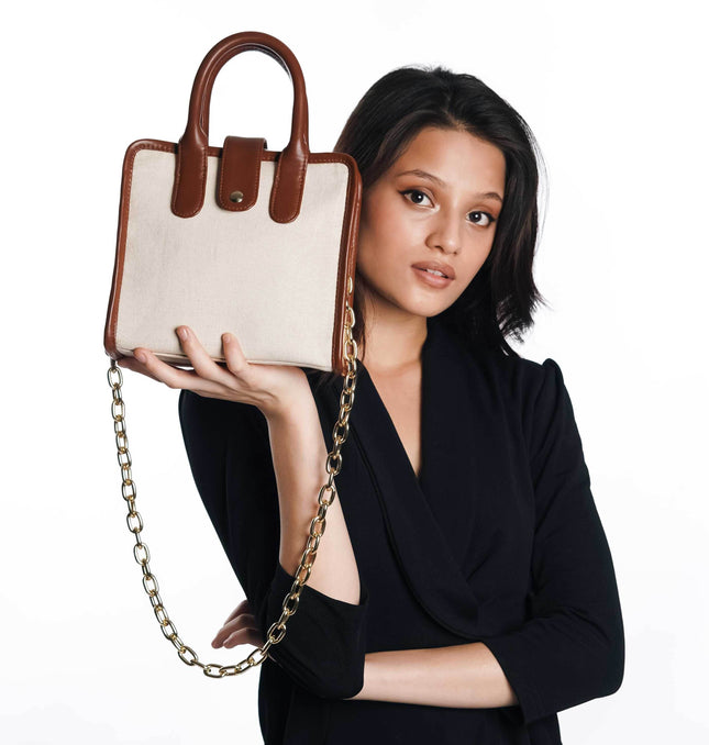 Street Smart Brown Canvas PU Shoulder Bag - HASHTACK