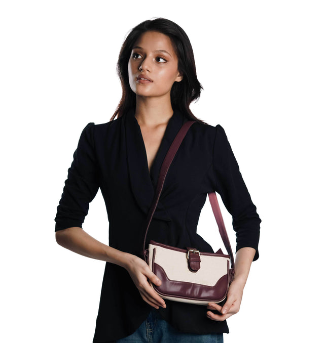 Minimalist Wine Canvas PU shoulder Bag - HASHTACK