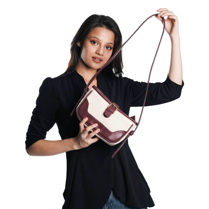 Minimalist Wine Canvas PU shoulder Bag - HASHTACK