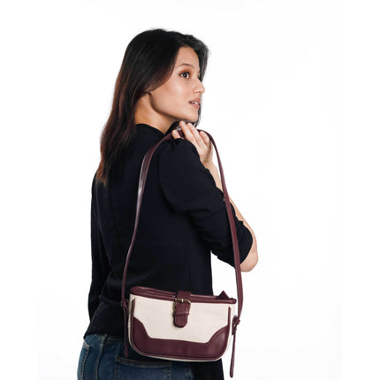 Minimalist Wine Canvas PU shoulder Bag - HASHTACK