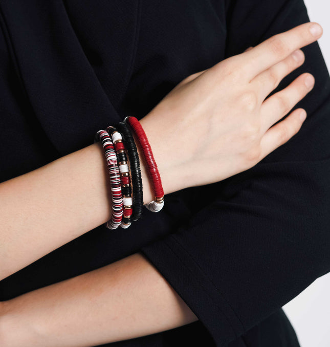 Red & Bold Layered Bracelet Stack - HASHTACK