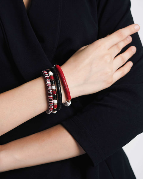 Red & Bold Layered Stackable Bracelet