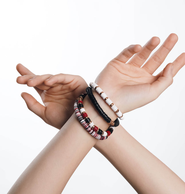 Red & Bold Layered Bracelet Stack - HASHTACK