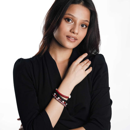 Red & Bold Layered Bracelet Stack - HASHTACK