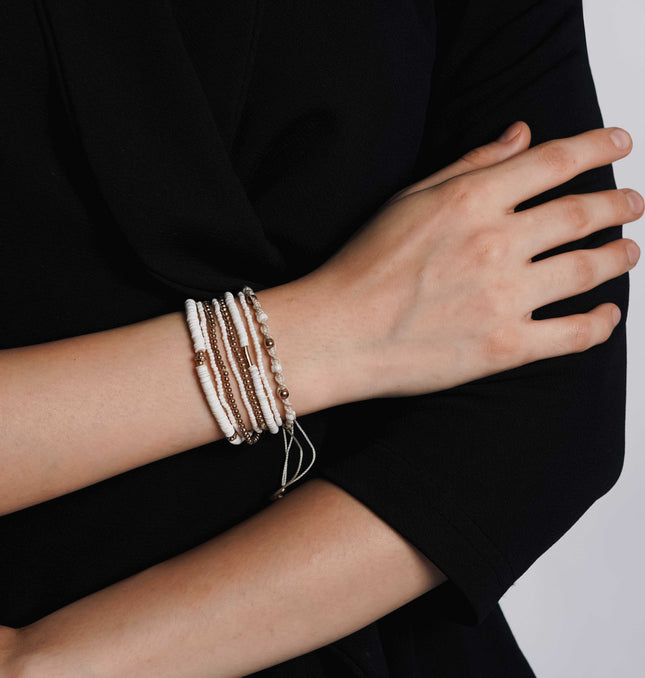 Ivory Charm Layered Bracelet Stack - HASHTACK