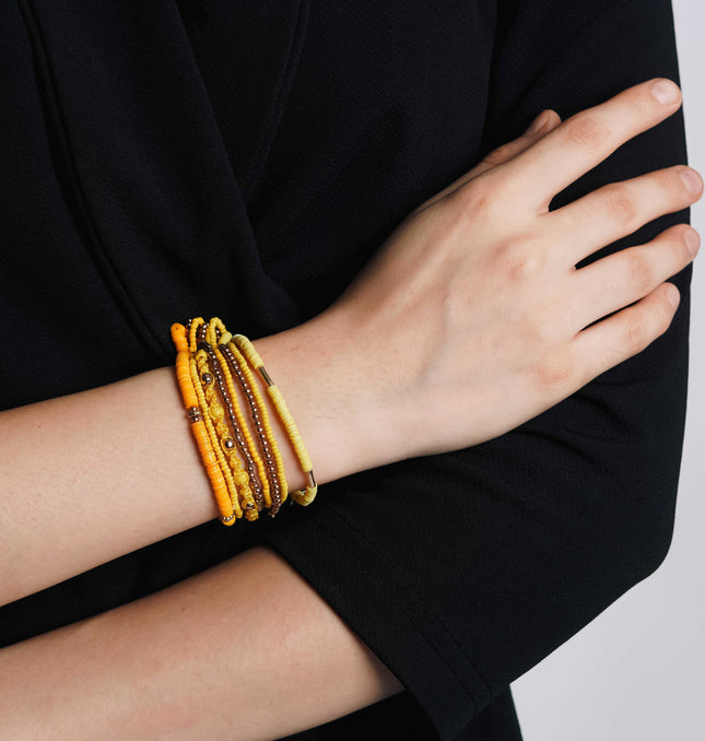Yellow Bloom Layered Bracelet Stack - HASHTACK