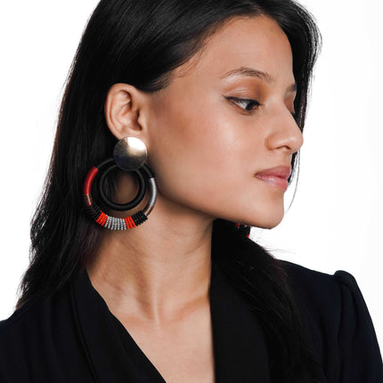 Fiery Fusion Round Earrings - HASHTACK