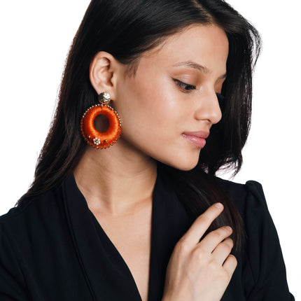 Orange Aura Circle Earrings - HASHTACK