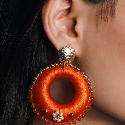 Orange Aura Circle Earrings - HASHTACK