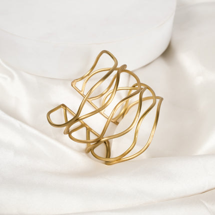 Sculpted Wave Gold Cuff Bracelet