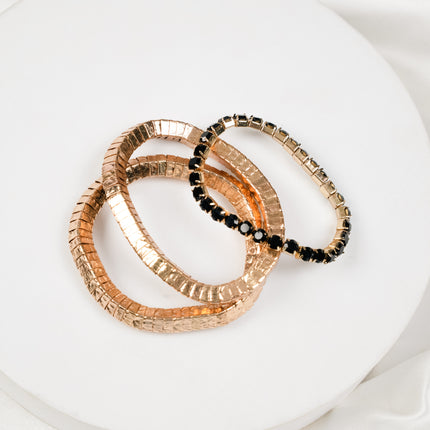 Golden Edge Black Beaded Double-Layer Bracelet