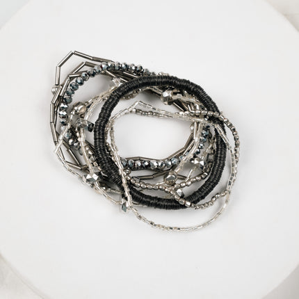 Midnight Luxe Layered Beaded Bracelet Set