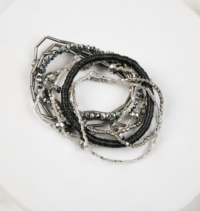 Midnight Luxe Layered Beaded Bracelet Set