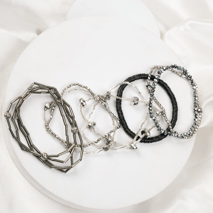 Midnight Luxe Layered Beaded Bracelet Set
