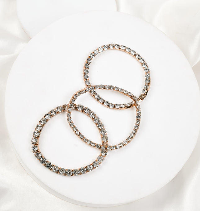 Double Row Crystal Rhinestone Bracelet Styled on Wrist - Hashtack