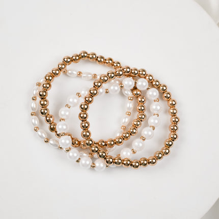 Golden Pearl Beaded Layered Bracelet