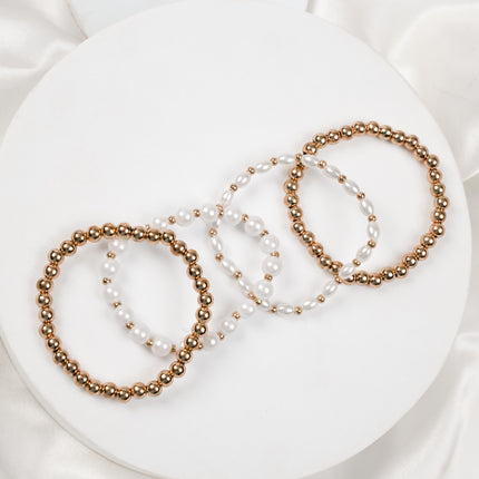Golden Pearl Beaded Layered Bracelet