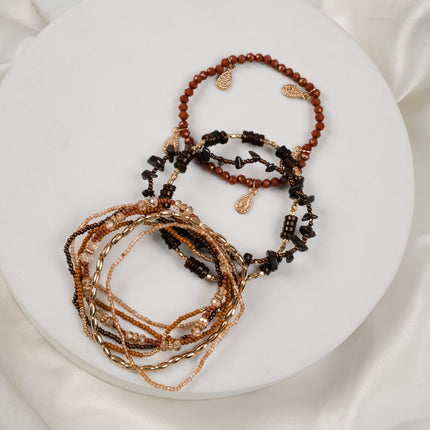 Boho Earth Multi-Strand Beaded Bracelet Set