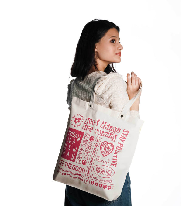 Pink Message Canvas Tote Bag - HASHTACK