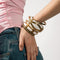 Ivory and Gold Studded Statement Bangle Set - Front View Stack