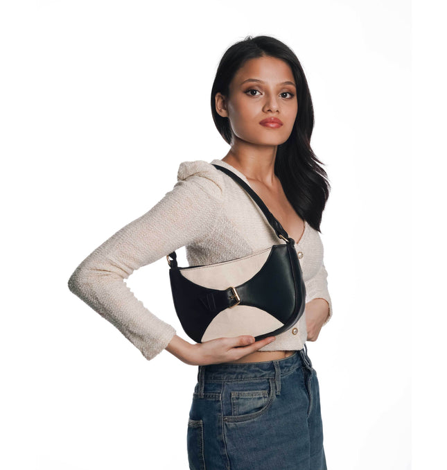 City Hollow Canvas PU Shoulder Bag - HASHTACK