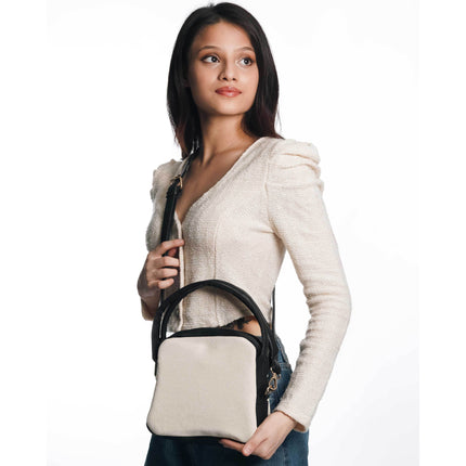 City Sidekick Black Canvas PU Shoulder Bag - HASHTACK