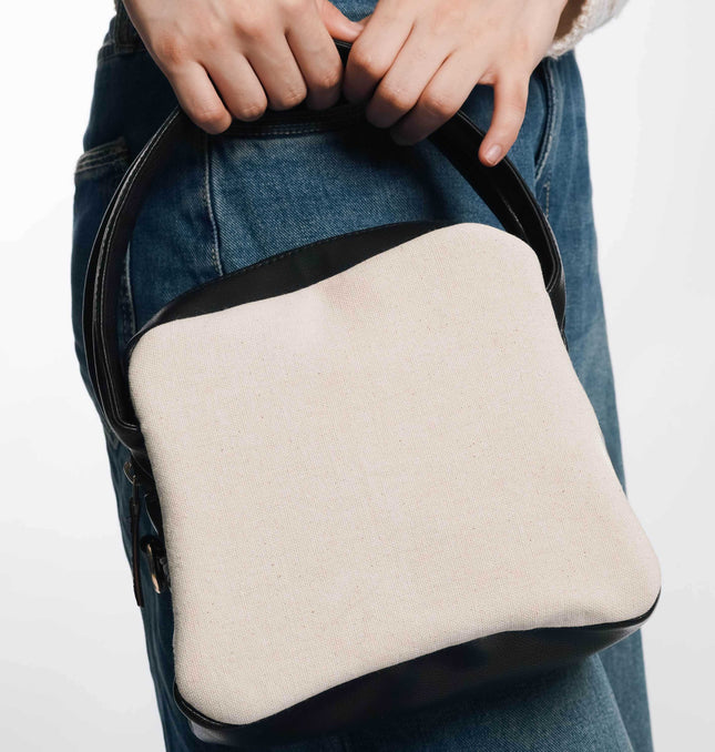 City Sidekick Black Canvas PU Shoulder Bag - HASHTACK