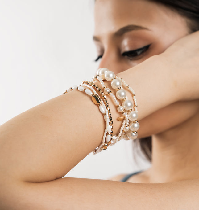 Pearl Garden Multi-Strand Bracelet Set - Front View Stack