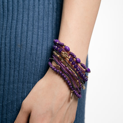 Royal Amethyst Purple Beaded Bracelet Stack