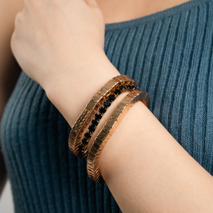 Golden Edge Black Beaded Double-Layer Bracelet