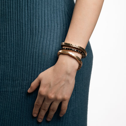 Golden Edge Black Beaded Double-Layer Bracelet