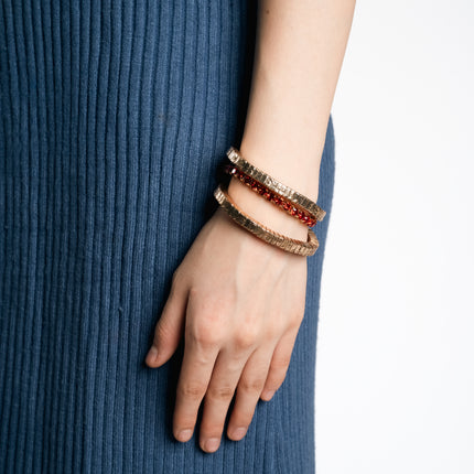 Ruby Glow Gold-Tone Red Stone Layered Bracelet