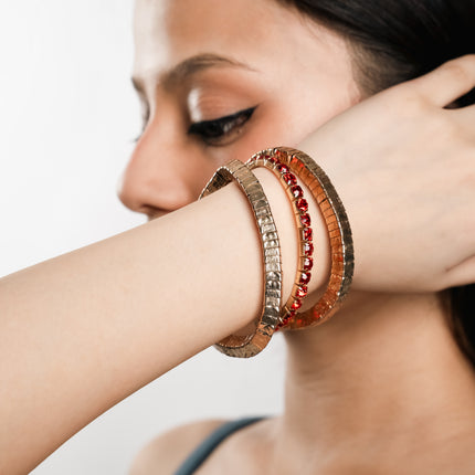 Ruby Glow Gold-Tone Red Stone Layered Bracelet
