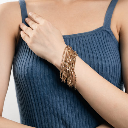 Golden Beaded Multi-Layer Bracelet Stack