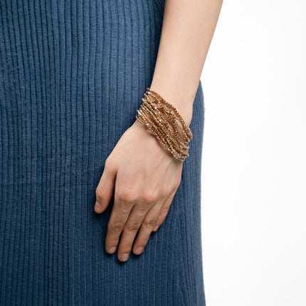 Golden Beaded Multi-Layer Bracelet Stack