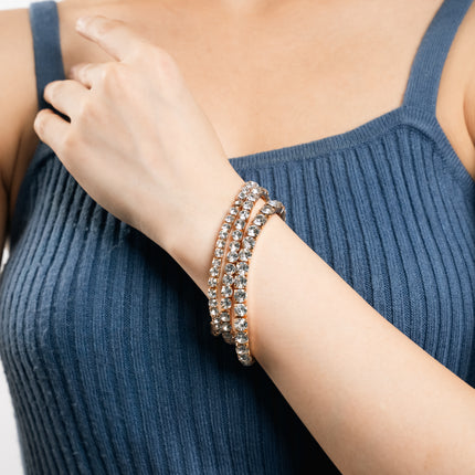 Crystal Luxe Gold-Tone Double Row Rhinestone Bracelet